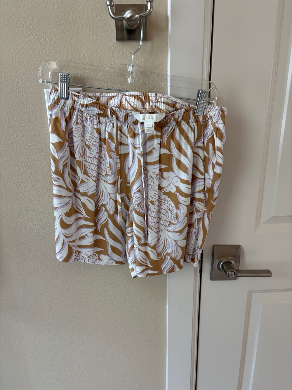 Lilly Pulitzer Mustard and White Floral Drawstring Shorts